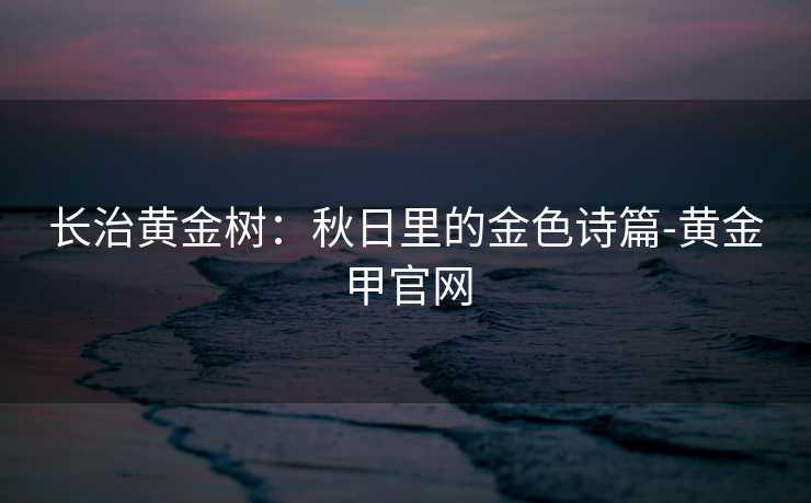 长治黄金树：秋日里的金色诗篇-黄金甲官网