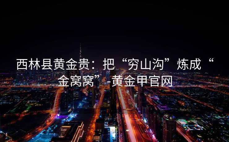 西林县黄金贵:把“穷山沟”炼成“金窝窝”-黄金甲官网 西林县黄金贵:把“穷山沟”炼成“金窝窝”-黄金甲官网